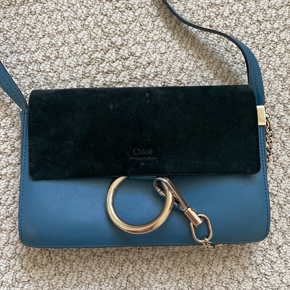 Chloe Faye Small Shoulder Bag Blue